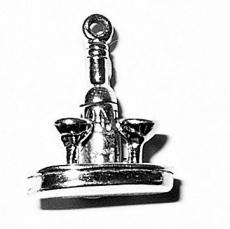 Charms. Sterling Silver, 16.4mm Width by 11.6mm Length by 20.3mm Height, Wine & Two Glasses Charm. Quantity Per Pack: 1 Piece.