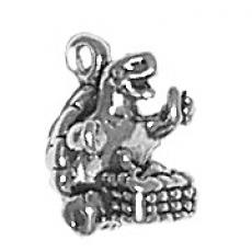 Charms. Sterling Silver, 8.9mm Width by 10.9mm Length by 12.4mm Height, Turtle With Picnic Basket Charm. Quantity Per Pack: 1 Piece.