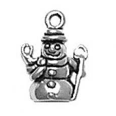 Charms. Sterling Silver, 8.9mm Width by 4.0mm Length by 12.1mm Height, Snowman Charm. Quantity Per Pack: 1 Piece.