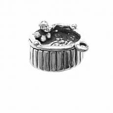 Charms. Sterling Silver, 14.8mm Width by 9.6mm Length by 17.4mm Height, Hot Tub Charm. Quantity Per Pack: 1 Piece.