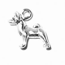 Charms. Sterling Silver, 9.3mm Width by 4.2mm Length by 10.6mm Height, Akita Dog Charm. Quantity Per Pack: 1 Piece.