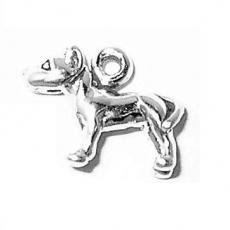 Charms. Sterling Silver, 12.0mm Width by 4.3mm Length by 9.1mm Height, Pitbull Dog Charm. Quantity Per Pack: 1 Piece.