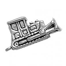 Charms. Sterling Silver, 9.1mm Width by 9.5mm Length by 20.1mm Height, Bulldozer Charm. Quantity Per Pack: 1 Piece.