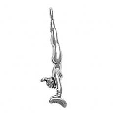 Charms. Sterling Silver, 7.4mm Width by 6.0mm Length by 27.1mm Height, Female Gymnast Charm. Quantity Per Pack: 1 Piece.