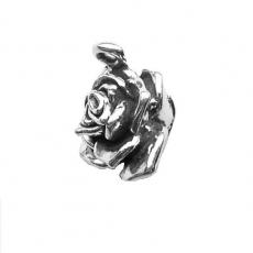 Charms. Sterling Silver, 12.3mm Width by 11.5mm Length by 16.4mm Height, Rose Charm. Quantity Per Pack: 1 Piece.