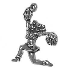 Charms. Sterling Silver, 16.4mm Width by 18.0mm Length by 23.6mm Height, Cheerleader Charm. Quantity Per Pack: 1 Piece.