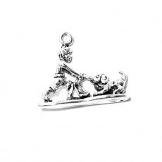 Charms. Sterling Silver, 23.7mm Width by 7.7mm Length by 19.5mm Height, Boy With Puppy Charm. Quantity Per Pack: 1 Piece.