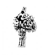 Charms. Sterling Silver, 11.7mm Width by 13.8mm Length by 23.2mm Height, Bouquet of Flowers Charm. Quantity Per Pack: 1 Piece.