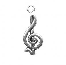 Charms. Sterling Silver, 9.3mm Width by 1.8mm Length by 22.5mm Height, Treble Clef Charm. Quantity Per Pack: 1 Piece.