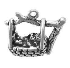 Charms. Sterling Silver, 19.0mm Width by 10.5mm Length by 15.7mm Height, Rock-a-Bye Baby Charm. Quantity Per Pack: 1 Piece.