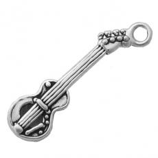 Charms. Sterling Silver, 7.6mm Width by 4.0mm Length by 27.8mm Height, Bass Guitar Charm. Quantity Per Pack: 1 Piece.