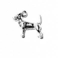 Charms. Sterling Silver, 17.1mm Width by 7.9mm Length by 15.3mm Height, Chihuahua Charm. Quantity Per Pack: 1 Piece.