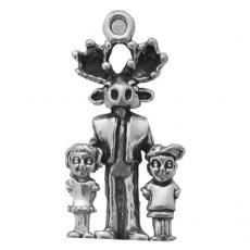 Charms. Sterling Silver, 12.4mm Width by 8.0mm Length by 24.7mm Height, Moose With 2 Children Charm. Quantity Per Pack: 1 Piece.