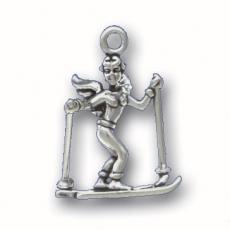 Charms. Sterling Silver, 16.1mm Width by 9.7mm Length by 22.2mm Height, Skiing Angel Charm. Quantity Per Pack: 1 Piece.