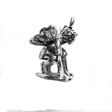 Charms. Sterling Silver, 11.7mm Width by 13.8mm Length by 18.5mm Height, Crouching Fairy Charm. Quantity Per Pack: 1 Piece.