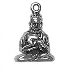 Charms. Sterling Silver, 11.5mm Width by 7.3mm Length by 19.1mm Height, Buddha Charm. Quantity Per Pack: 1 Piece.