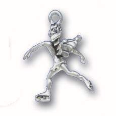 Charms. Sterling Silver, 18.7mm Width by 11.6mm Length by 22.6mm Height, Ice Skating Angel Charm. Quantity Per Pack: 1 Piece.