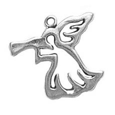 Charms. Sterling Silver, 21.4mm Width by 2.5mm Length by 19.7mm Height, Angel Charm. Quantity Per Pack: 1 Piece.