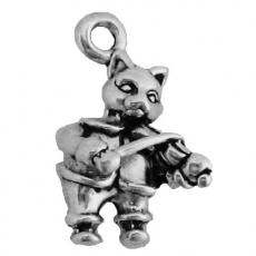 Charms. Sterling Silver, 12.6mm Width by 8.5mm Length by 20.4mm Height, Cat & Fiddle Charm. Quantity Per Pack: 1 Piece.