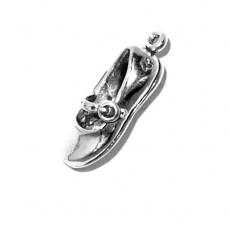 Charms. Sterling Silver, 8.3mm Width by 5.9mm Length by 23.7mm Height, Shoe Charm. Quantity Per Pack: 1 Piece.