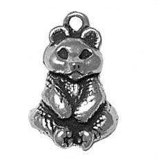 Charms. Sterling Silver, 12.9mm Width by 11.7mm Length by 17.9mm Height, Panda Bear Charm. Quantity Per Pack: 1 Piece.