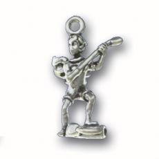 Charms. Sterling Silver, 15.7mm Width by 10.3mm Length by 23.6mm Height, Golfing Angel Charm. Quantity Per Pack: 1 Piece.