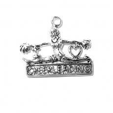 Charms. Sterling Silver, 26.4mm Width by 4.6mm Length by 22.0mm Height, I Love Cheerleading Charm. Quantity Per Pack: 1 Piece.