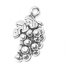 Charms. Sterling Silver, 12.3mm Width by 5.5mm Length by 22.0mm Height, Grapes Charm. Quantity Per Pack: 1 Piece.