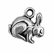 Charms. Sterling Silver, 10.2mm Width by 4.3mm Length by 9.2mm Height, Rabbit Charm. Quantity Per Pack: 1 Piece.