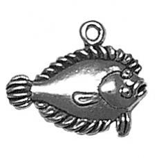 Charms. Sterling Silver, 18.2mm Width by 2.9mm Length by 15.4mm Height, Halibut Charm. Quantity Per Pack: 1 Piece.