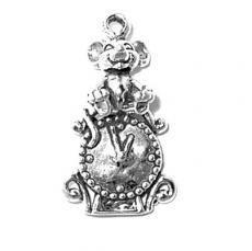 Charms. Sterling Silver, 13.0mm Width by 6.7mm Length by 23.1mm Height, Hickory Dickory Dock Charm. Quantity Per Pack: 1 Piece.