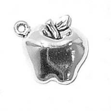 Charms. Sterling Silver, 15.3mm Width by 5.3mm Length by 16.9mm Height, Apple Charm. Quantity Per Pack: 1 Piece.