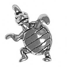 Charms. Sterling Silver, 7.4mm Width by 13.9mm Length by 18.1mm Height, Dancing Turtle Charm. Quantity Per Pack: 1 Piece.