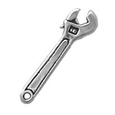 Charms. Sterling Silver, 5.9mm Width by 2.1mm Length by 21.2mm Height, Crescent Wrench Charm. Quantity Per Pack: 1 Piece.