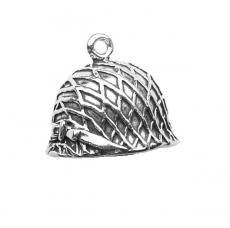 Charms. Sterling Silver, 17.4mm Width by 15.9mm Length by 15.7mm Height, Army Helmet Charm. Quantity Per Pack: 1 Piece.