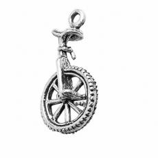 Charms. Sterling Silver, 12.7mm Width by 1.0mm Length by 23.8mm Height, Unicycle Charm. Quantity Per Pack: 1 Piece.