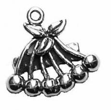 Charms. Sterling Silver, 18.2mm Width by 3.9mm Length by 17.3mm Height, Cherries Charm. Quantity Per Pack: 1 Piece.