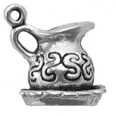 Charms. Sterling Silver, 13.7mm Width by 13.9mm Length by 14.4mm Height, Pitcher Charm. Quantity Per Pack: 1 Piece.