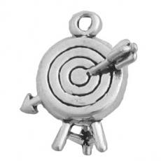 Charms. Sterling Silver, 16.4mm Width by 9.3mm Length by 17.8mm Height, Target With Arrow Charm. Quantity Per Pack: 1 Piece.