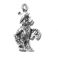 Charms. Sterling Silver, 12.9mm Width by 8.5mm Length by 21.7mm Height, Artist Bear Charm. Quantity Per Pack: 1 Piece.