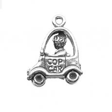 Charms. Sterling Silver, 15.9mm Width by 8.9mm Length by 19.5mm Height, Cop Car Charm. Quantity Per Pack: 1 Piece.