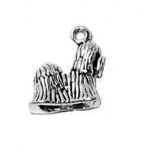 Charms. Sterling Silver, 12.5mm Width by 6.8mm Length by 14.6mm Height, Shitzu Dog Charm. Quantity Per Pack: 1 Piece.