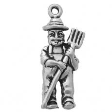 Charms. Sterling Silver, 13.2mm Width by 5.0mm Length by 27.3mm Height, Old MacDonald Charm. Quantity Per Pack: 1 Piece.