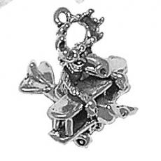 Charms. Sterling Silver, 15.8mm Width by 15.5mm Length by 19.9mm Height, Moose in Bi Plane Charm. Quantity Per Pack: 1 Piece.