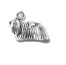 Charms. Sterling Silver, 16.0mm Width by 8.0mm Length by 11.4mm Height, Pekinese Dog Charm. Quantity Per Pack: 1 Piece.