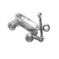 Charms. Sterling Silver, 18.2mm Width by 9.9mm Length by 14.2mm Height, Wagon Charm. Quantity Per Pack: 1 Piece.