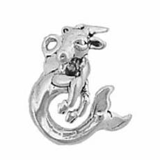 Charms. Sterling Silver, 13.1mm Width by 16.9mm Length by 13.8mm Height, Capricorn Charm. Quantity Per Pack: 1 Piece.