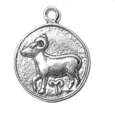 Charms. Sterling Silver, 17.0mm Width by 2.6mm Length by 21.1mm Height, Aries Charm. Quantity Per Pack: 1 Piece.