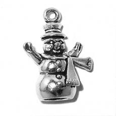 Charms. Sterling Silver, 16.8mm Width by 8.9mm Length by 22.2mm Height, Snowman Charm. Quantity Per Pack: 1 Piece.