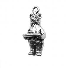 Charms. Sterling Silver, 9.3mm Width by 9.3mm Length by 22.5mm Height, Butler Bear Charm. Quantity Per Pack: 1 Piece.